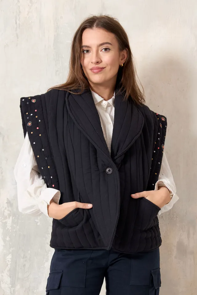 Chicosoleil Jonah veste matelassée sans manches noir coton
