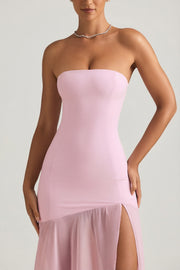 Oh Polly Melina robe maxi rose pâle bustier sirène