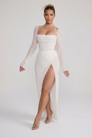 Oh Polly Champel 6139 robe maxi pearl perlée