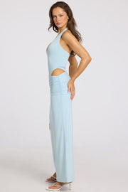 Oh Polly Maxi Robe Bleu Clair Décolleté Modal