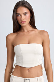 Oh Polly Dalani top corset bandeau écru à lacets