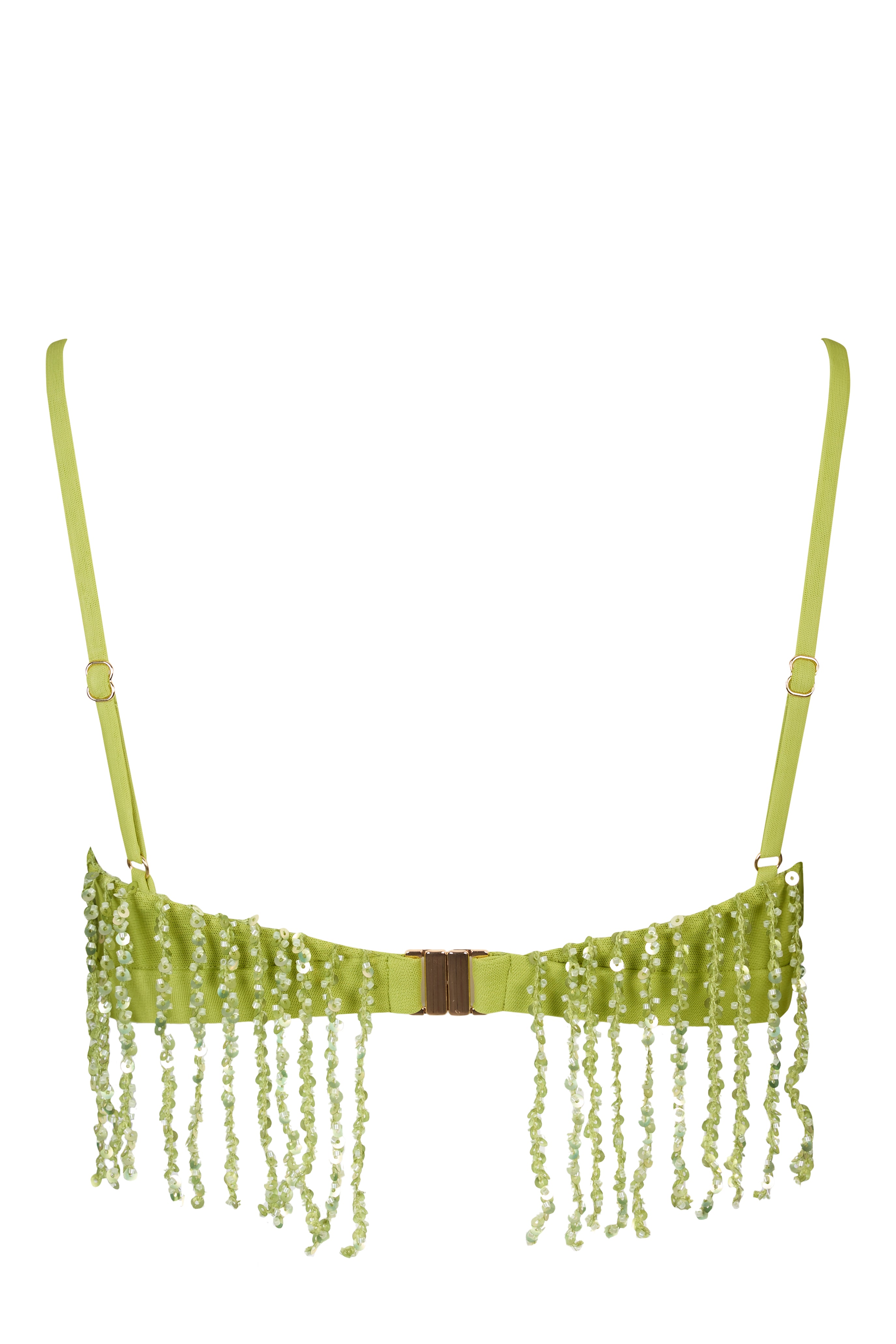 Oh Polly Aerin bralette à franges olive sequins