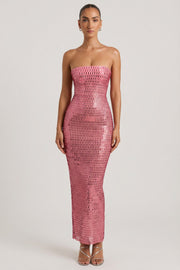 Oh Polly Amaya robe bustier longue pastèque strass