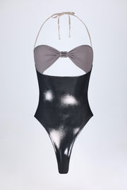 Oh Polly Swim Zarza NS10603 maillot argent chrome découpé