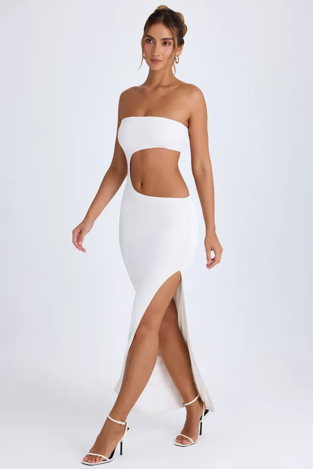Oh Polly Kaikoa robe bustier maxi blanche à découpes