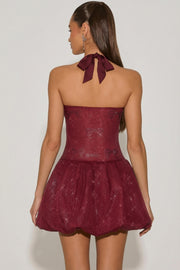 Oh Polly Embellished Felicity mini robe bordeaux strass