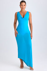 Oh Polly Deva Robe Midaxi Bleu Aqua Col Bénitier 10082