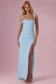Oh Polly Naelle robe longue bleu clair fente corset