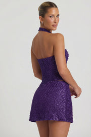 Oh Polly Querida 12712 micro jupe violette cœur perles