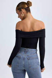 Oh Polly Ceyln 12886 body noir épaules dénudées modal