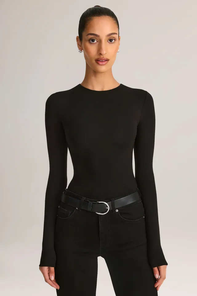 Oh Polly Ziva body manches longues col rond noir modal