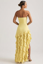 Oh Polly Diletta 8380 robe longue bustier jaune volants
