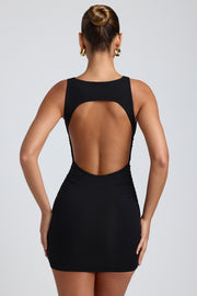Oh Polly Coa Mini Robe Modal Noire Dos Ouvert