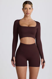Oh Polly Super Sculpt BT2164 crop top chocolat manches longues