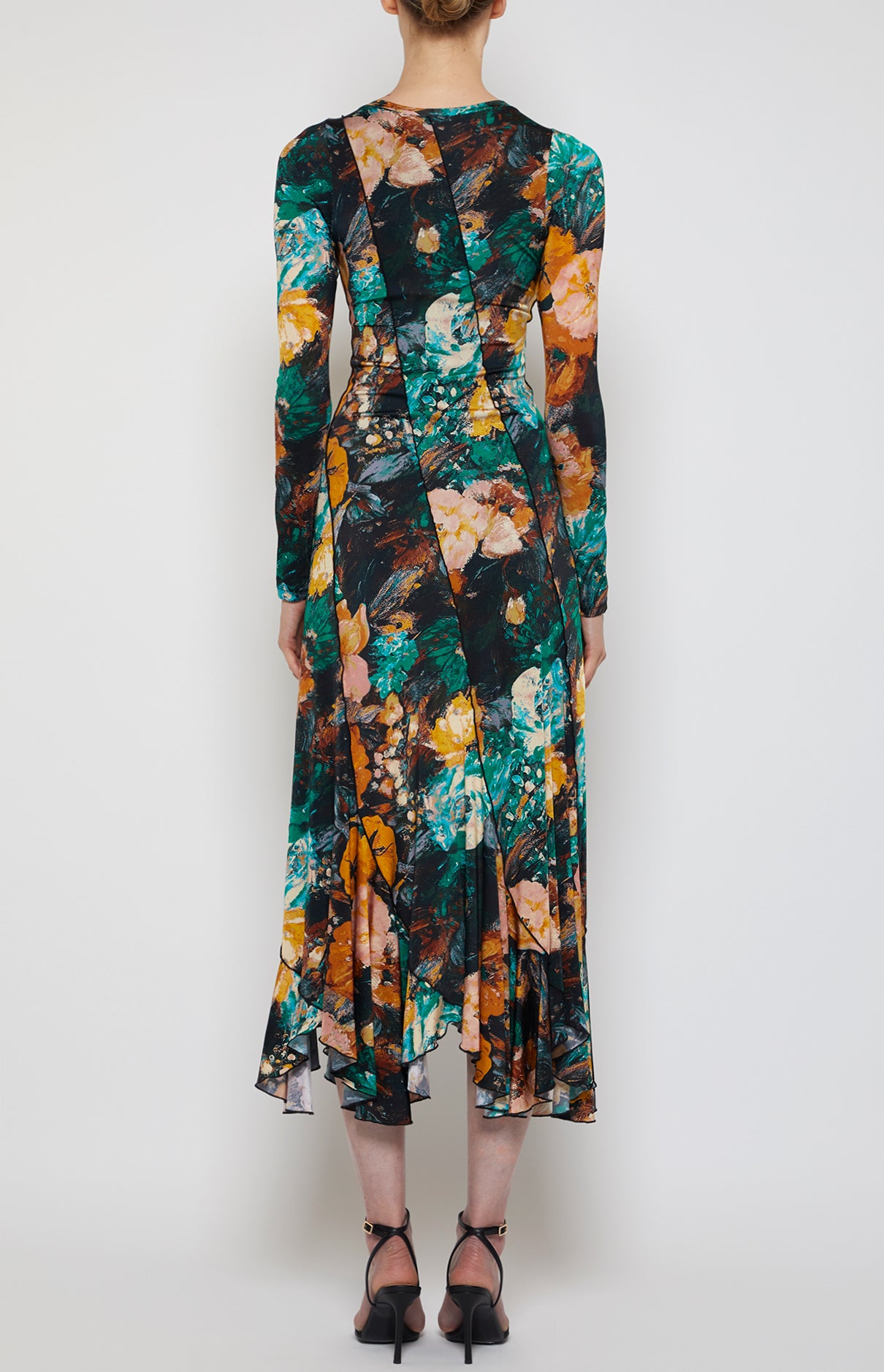 Prabal Gurung Diagonal Dress robe fleurie manches longues