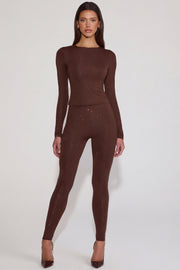 Oh Polly Cassie 14965 leggings jersey marron strass