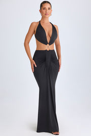 Oh Polly Omarosa robe maxi noire découpée jersey