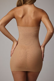 Oh Polly 8305 Soft Sheer-Mesh Bandeau Robe mini amande mesh