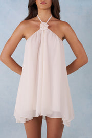 Oh Polly Dresses Mini Robe Evania Ivory chiffon dos nu licou
