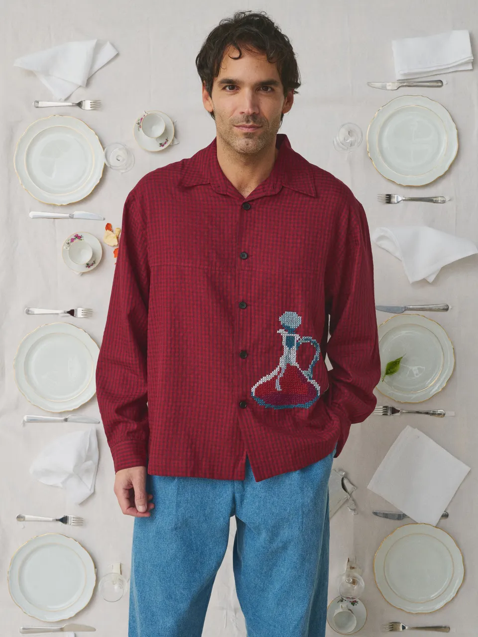 Chemise Babu Mii à table carreaux homme coton, taille M