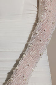 Oh Polly St. Germain mini robe perles blanc neige