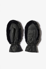 Oh Polly Bo+Tee Faux-Fur Gants noir fausse fourrure