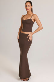 Oh Polly Avenley jupe maxi sirène marron chocolat