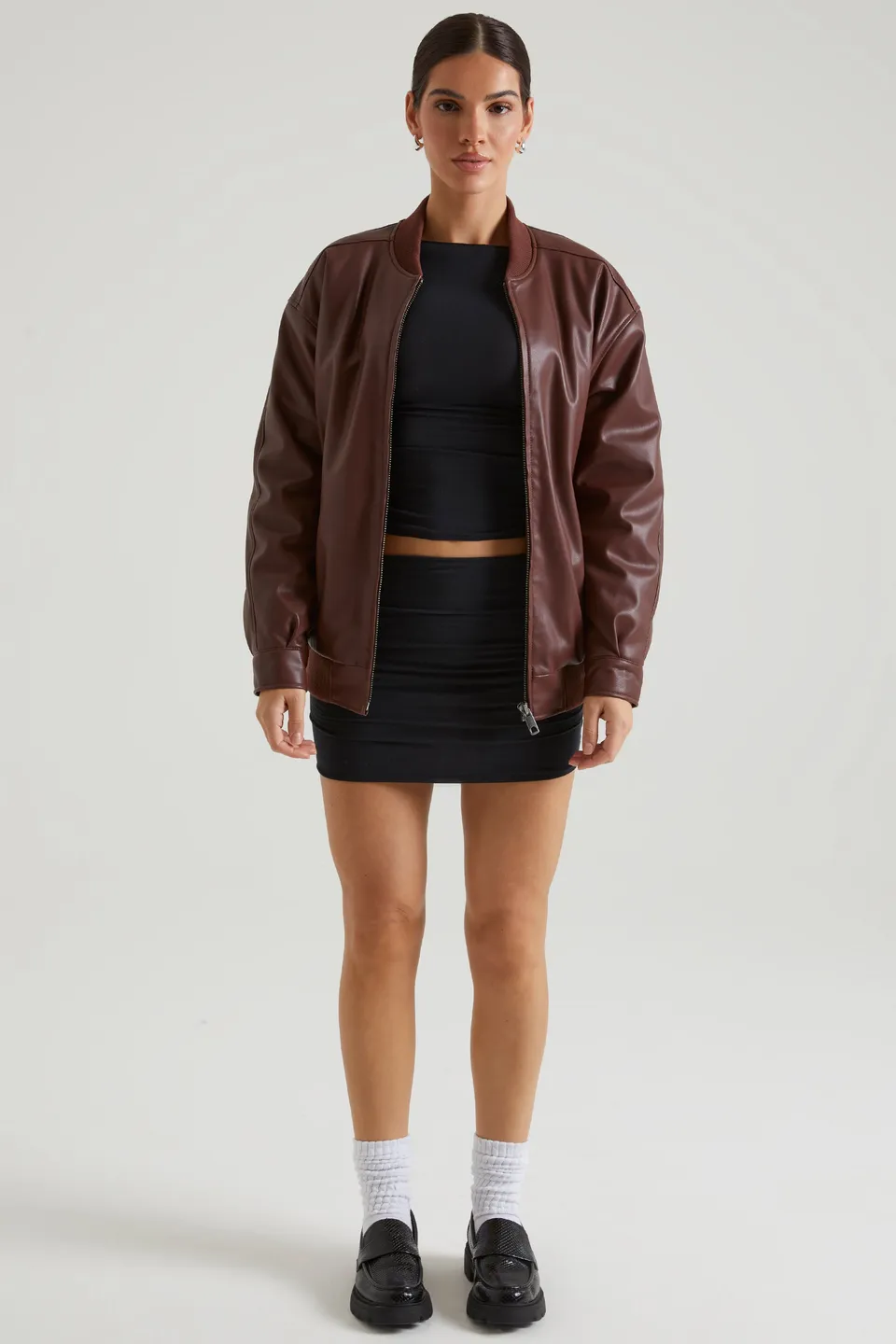 Oh Polly Maple 7508 veste similicuir marron matelassée