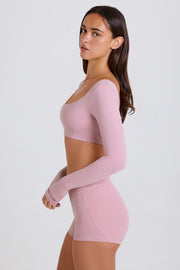 Oh Polly BT2489 crop top mauve manches longues