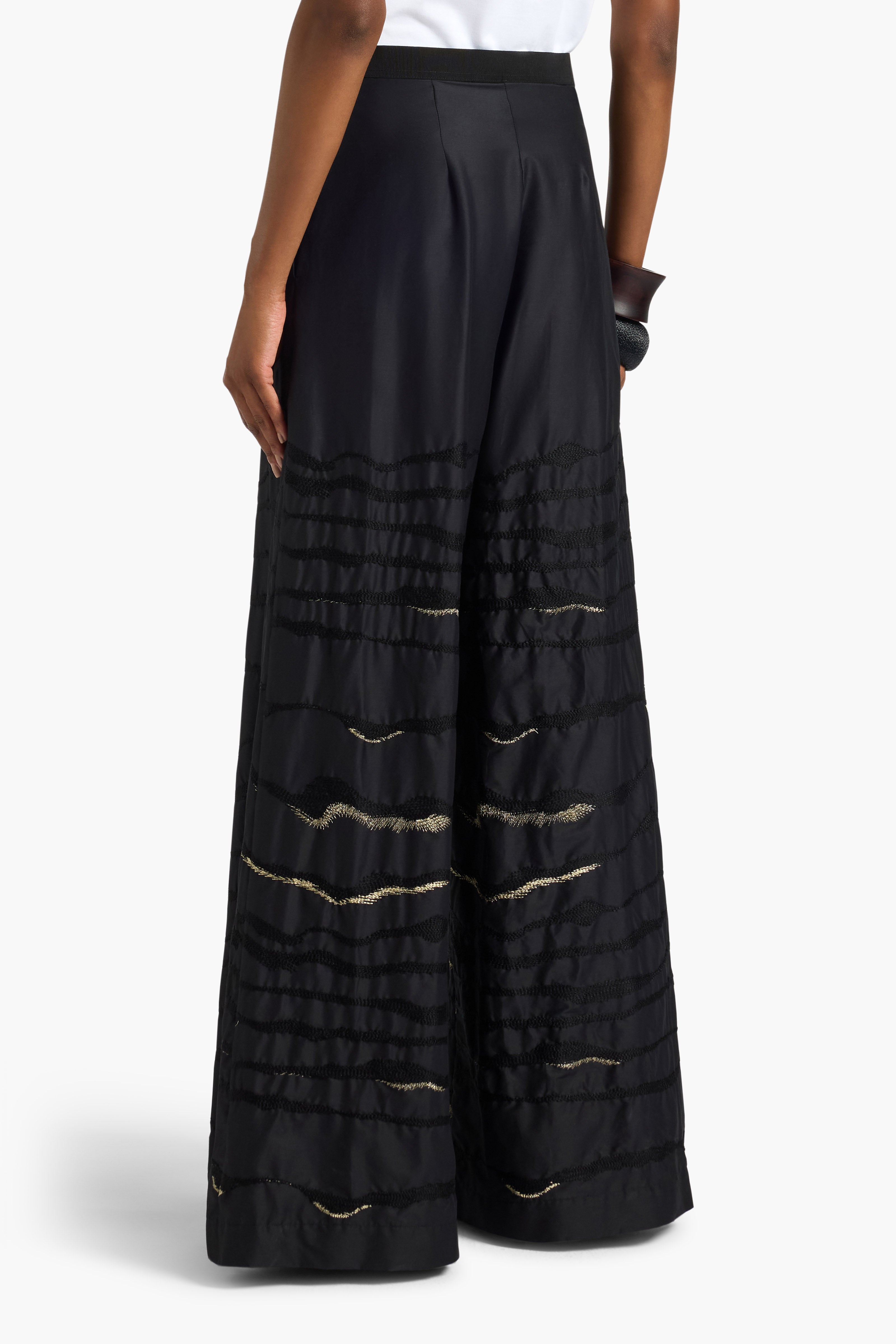 Liviana Conti Ilaria pantalon palazzo noir or taille 40