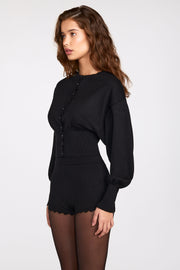 Oh Polly Knitwear 15530 cardigan noir maille fine