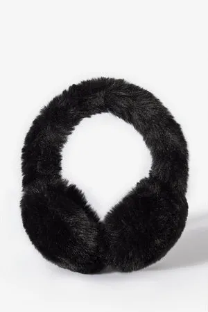 Bo+Tee Cache-Oreilles Fausse Fourrure Noire Hiver