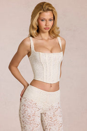 Oh Polly Cherith top corset dentelle perle crop dos lacé
