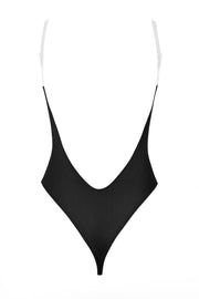 Oh Polly Body Mesh Noir Bretelles Transparentes String 15505