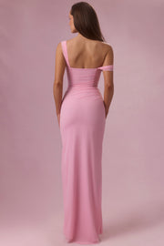 Oh Polly Naelle robe corset longue rose mesh fendue