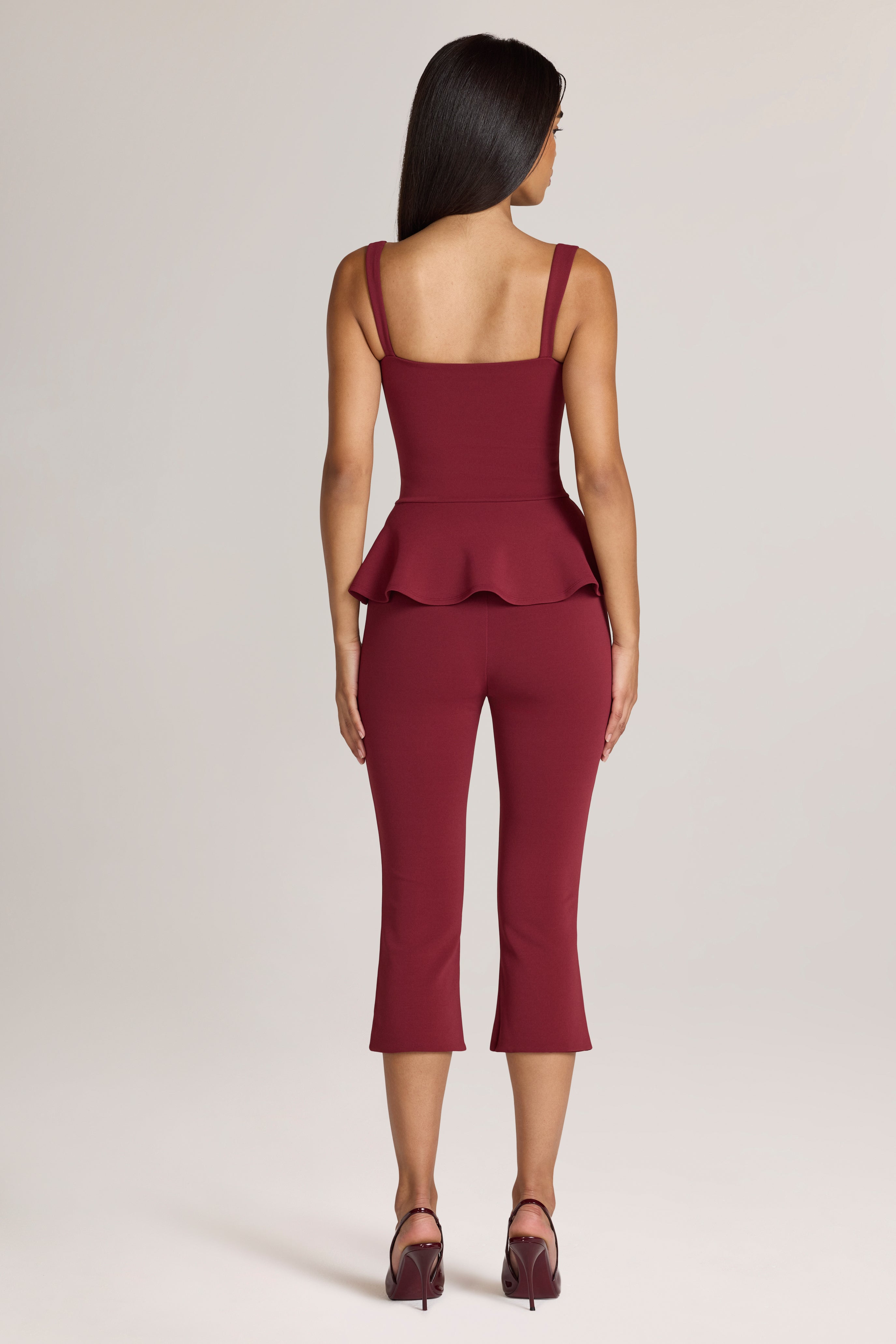 Oh Polly Geona pantalon capri ponte bordeaux stretch