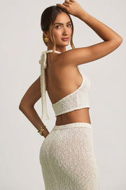 Oh Polly Tops crop top blanc licou bouclé Gianna 14470