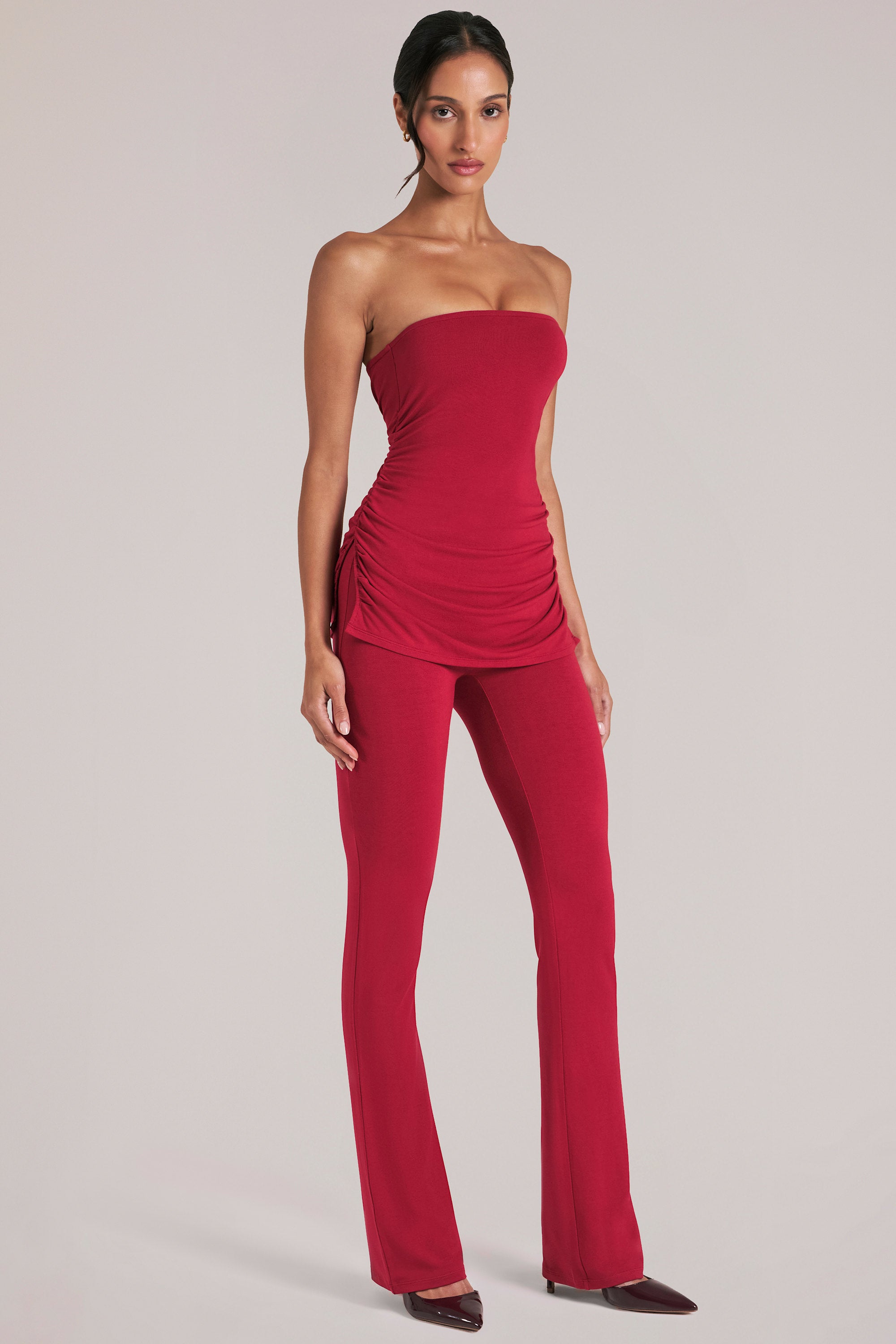 Oh Polly Trousers Pantalon Cherry Red taille mi-haute