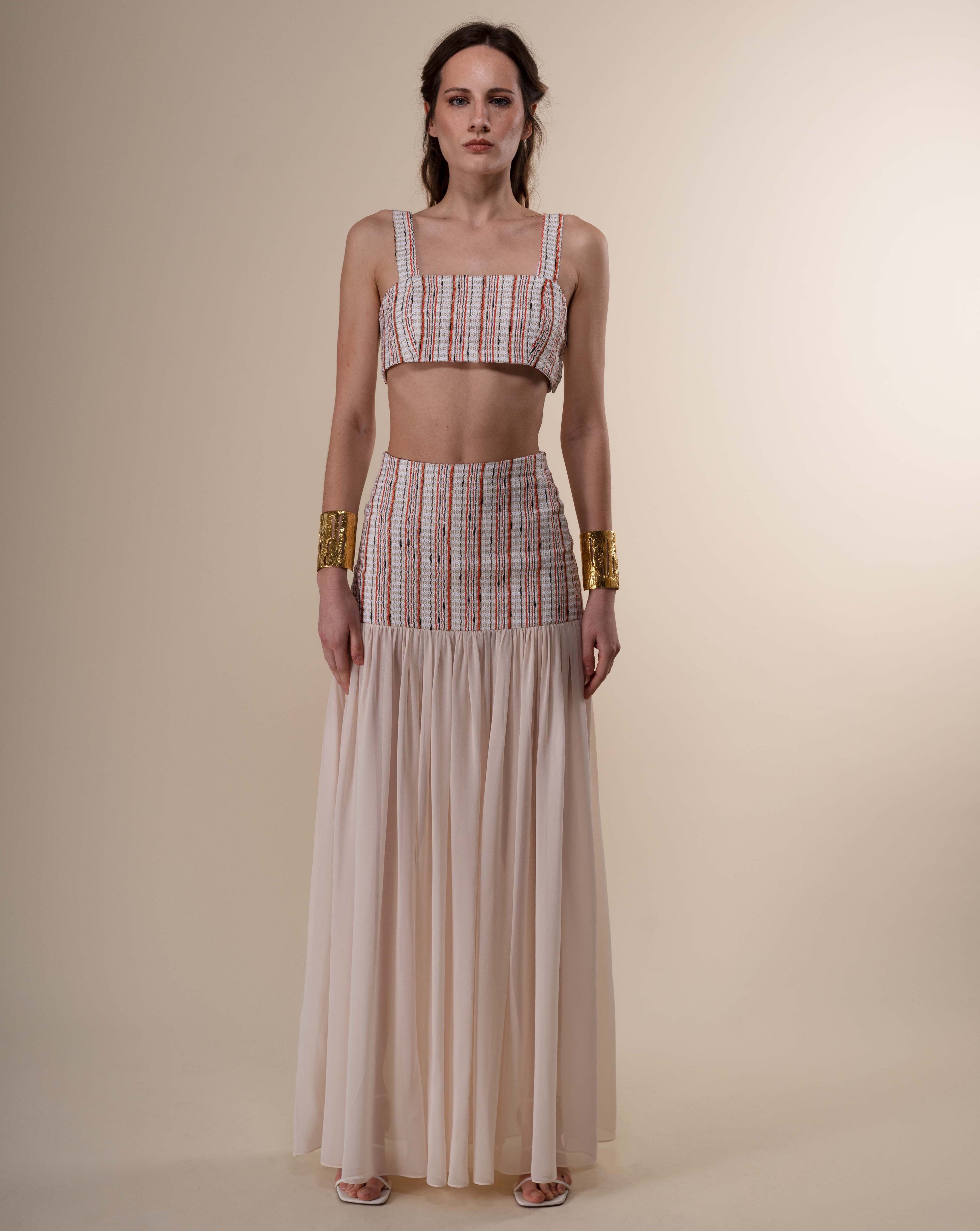 The Ethiquette Hemera jupe taille S tweed et mousseline