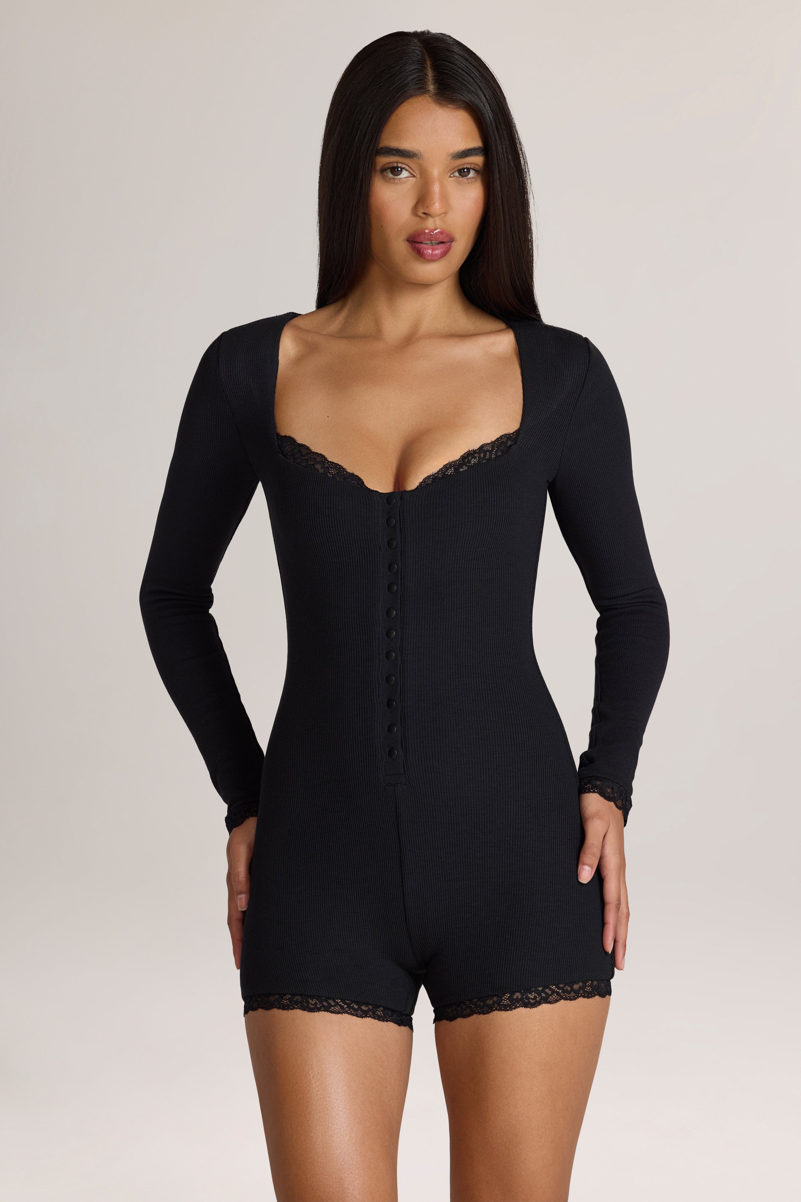 Oh Polly Hendrix combishort noir dentelle modal taille S