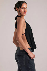 Oh Polly Tops Draped Cowl Top noir dos nu