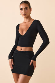 Oh Polly Harri 11710 top noir manche longue modal col V