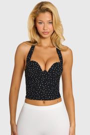 Oh Polly Tops Crop Top Myles 16673 Noir Pois Armaturé