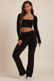 Oh Polly Safia pantalon large noir maille douce