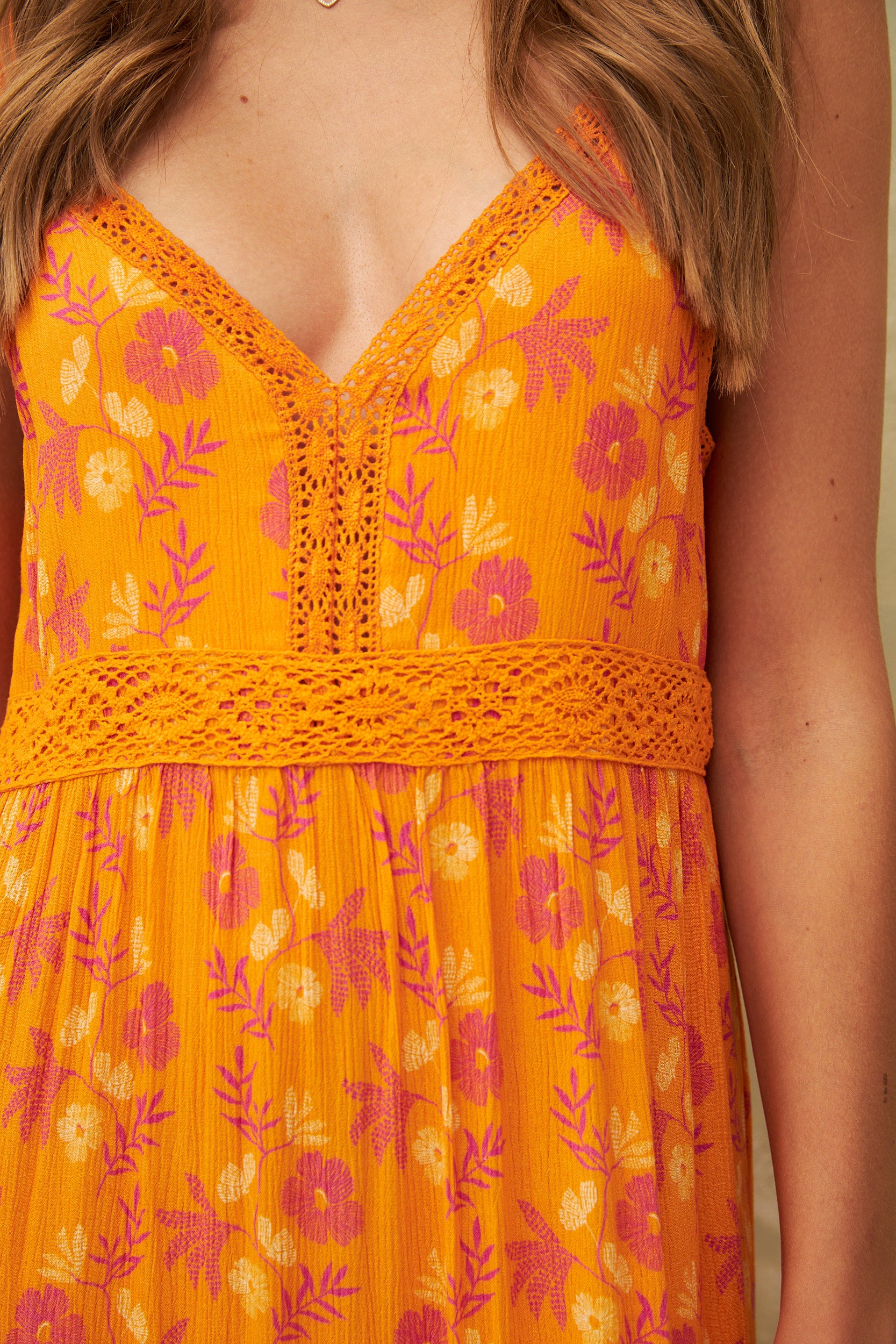 Chicosoleil Donna robe longue orange bretelles