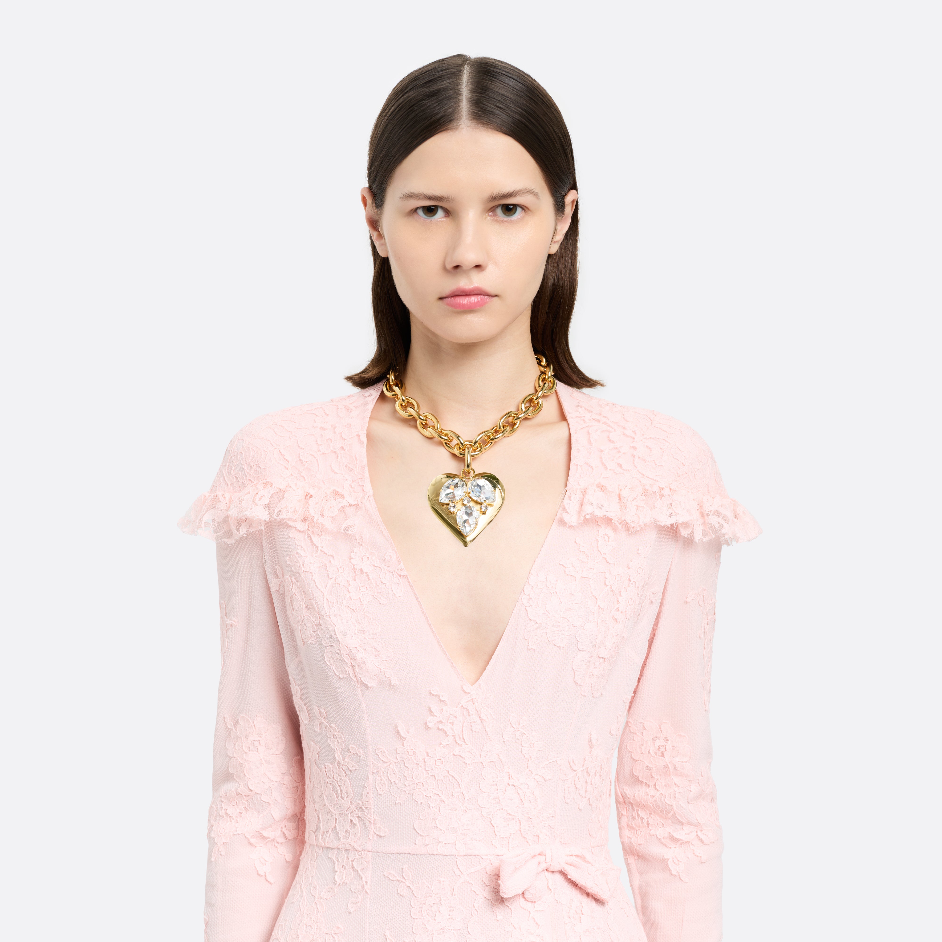 Alessandra Rich collier métal cœur cristal doré OS