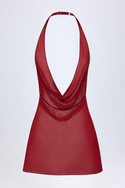 Oh Polly Iona mini robe rouge cerise dos nu mousseline