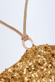 Oh Polly Embellished Jupe Maxi Abaco Or Sequins Fente