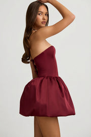 Oh Polly Gloriana Robe bustier satin convertible rouge vin