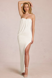 Oh Polly Caliane Robe Maxi Bustier Pearl Moulante Fendue
